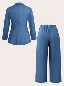 SHEIN LUNE Plus Size Women Patchwork Blazer & Pants Set Graduation,Back To School,Teacher Outfits For Women