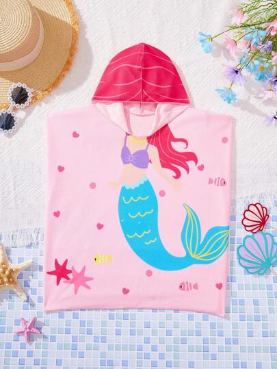 SHEIN Cubre todo estampado de sirena para bebé niña para la playa y vacaciones