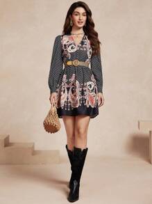 Almamuse 女士修身深 V 领短款连衣裙 - 黑色 - 查看 4