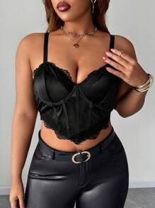 Allurite 大码女式性感紧身胸衣上衣 - 黑色 - 查看 1