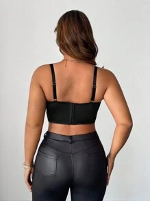 Allurite 大码女式性感紧身胸衣上衣 - 黑色 - 查看 4