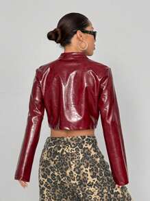 StreetHx Veste courte bordeaux avec fermeture éclair, streetwear pour femme