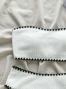 Swim Mod New Textured Fabric Women Summer Vacation Bandeau Ruffled Bikini Set - White - View 4