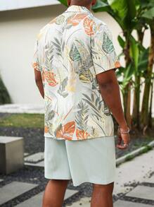 ResortEase Plus Size Men's Vacation Casual Short Sleeve Shirt & Shorts Set