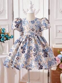 Young Girl Simple Fashion Casual Daily Floral Print Short Sleeve Dress