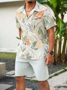 ResortEase Plus Size Men's Vacation Casual Short Sleeve Shirt & Shorts Set