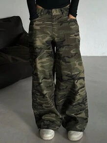 DAZY Pantalones vaqueros sueltos y casuales de verano para mujer con estampado de leopardo
