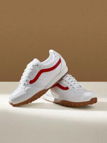 CUCCOO EASI Women's Contrast Color Comfortable Casual Sports Sneakers Shoes For Women Sneakers Tainers - Red and White - View 9