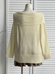 Flirla Suéter de tricô com laço, tamanho grande, fofo e delicado, estilo vintage, essencial para meninas fofas, suéter de tricô para outono/inverno. - Damasco - Ver 2