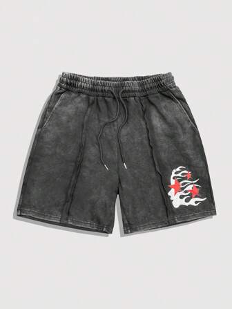 Street Life Pantalones cortos casuales con bolsillo delantero de atar estampados para hombres, uso diario