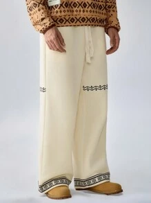 Manfinity VCAY Men's Knit Casual Waistband-Free Trousers, Fashionable Everyday Wear - Apricot - View 3