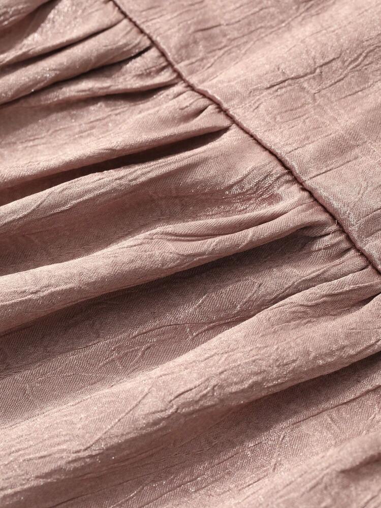 Solid Color V-Neck Puff Sleeve Side Slit Midi Elegant Dress For Women Prom Dress,Formal Women Dresses,Fall Dress Long Sleeve Dress