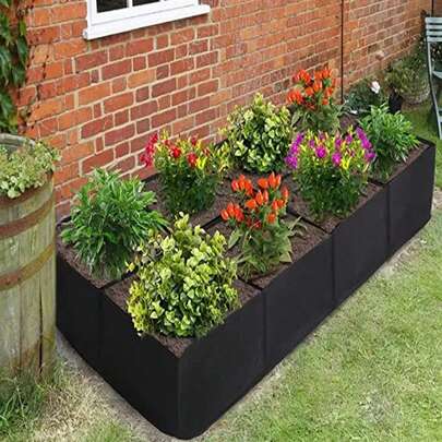 1 件大号 57 加仑和 27 加仑花园毛毡种植袋，8 个网格和 4 个网格便携式矩形植物种植袋，耐用户外园艺花盆，用于种植蔬菜、香草、花卉、土豆、胡萝卜、辣椒（多网格）