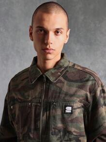 SUMWON 男女通用军装哈灵顿夹克经典林地外套轻质棉混纺休闲秋春拉链飞行员夹克街头时尚夹克 - 軍綠色 - 查看 7