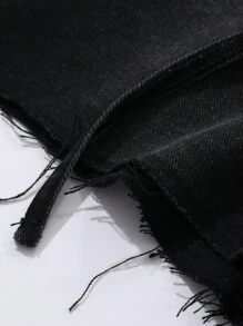 DAZY Shorts vaqueros de mujer con efecto desgastado, estilo primavera, corte holgado - Negro - Ver 3