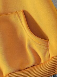 Fashionable Letter Embroidery Hooded Sweatshirt, Casual Stylish Pullover For Toddler Boys, Versatile Autumn Kids Top - Yellow - View 5