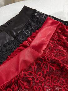 2pcs Set Sheer Lace Sexy Sleepwear Shorts - Multicolor - View 5