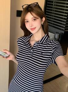 DAZY New Casual Striped Long Dress For Women, Summer Sundress