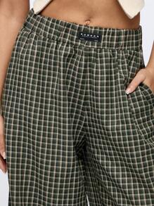 SUMWON WOMEN Cozy Irish-Themed Plaid Wide Leg Lounge Pants Perfect For St Patrick'S Day Celebrations With Elastic Waistband High Rise Comfortable Relaxed Fit - Green - View 3
