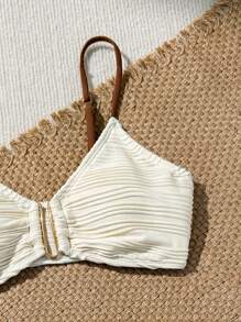 SHEIN Y2K Style Teen Girls Bikini Set, Fashionable Minimalist U-Neck Hollow Out Swimwear, Suitable For Summer, Beach, Vacation