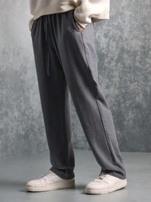 SUMWON Premium Straight Fit Sweatpants Casual Athletic Jogger With Side Pockets Comfortable Lounge Wear For Workout Training Gym Autumn Winter - Grey - View 1