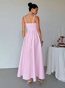 Aloruh Vestido largo elegante sin mangas con volantes y tirantes ajustables, adecuado para la primavera, el Día de San Valentín, citas, noches de salida, fiestas, club