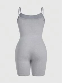 SHEIN EZwear Plus Size Women's Solid Color Casual Cami Romper - Multicolor - View 9