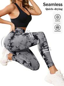 Core Rhythm Leggings de yoga de cintura alta casuales y de fitness con efecto tie-dye para mujer - Multicolor - Ver 5