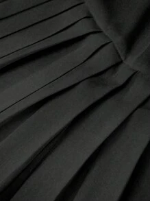 SHEIN Clasi Plus Size Front Buttoned Long Sleeve Pleated Minimalist Casual Short Dress