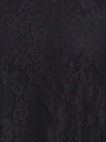 Lacomfia Elegant Round Neck Lace Net Plus Size Dress - Black - View 7