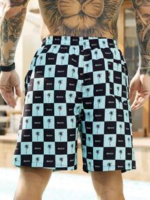 Manfinity Swimmode Plus Size Men's Simple Fashion Casual Beach Shorts, Everyday Wear Men Swim Trunks - Black - View 2