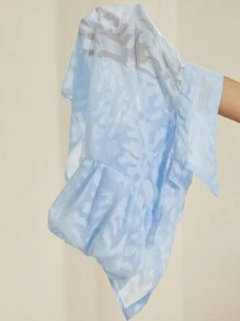 Aveloria Rosie 提花泡泡袖前扣衬衫 女式纽扣衬衫 - 淺藍色 - 查看 7