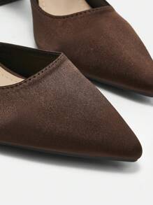 CUCCOO BIZCHIC 时尚深咖啡色粗跟镂空踝带尖头棕色高跟鞋，适合工作、聚会、约会 - 咖啡棕 - 查看 7