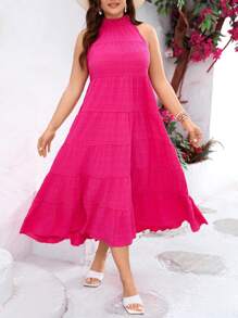 SHEIN VCAY Vestido casual de moda sencillo para uso diario, talla grande para el Día de San Valentín