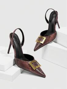 CUCCOO SZL 女式豹纹小马毛尖头高跟单带浅口鞋