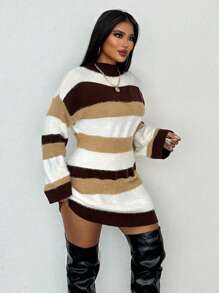 Zolique Women's Knitted Long Sleeved Sweater Short Casual Color Khaki Dress Slim Fit Party Autumn And Winter Women's Clothing