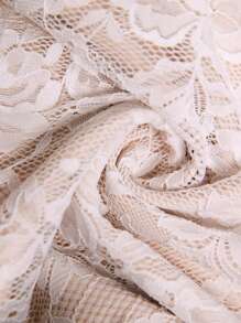 SHEIN VCAY Plus Size Women Solid Color Lace V-Neck Sleeveless Asymmetrical Hem Fitted Jacket - White - View 8
