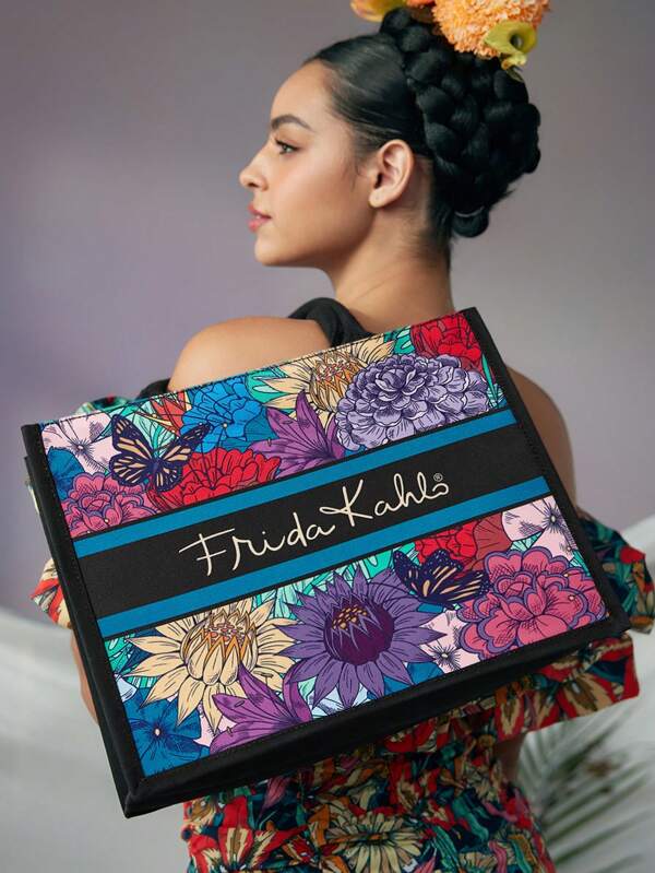 Frida Kahlo X SHEIN Geantă tote de mare capacitate cu imprimeu floral, CADOUURI