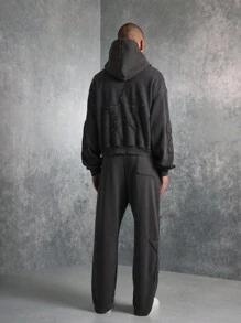 SUMWON Premium Drop Crotch Jogger Sweatpants With Star Detail, Elastic Ankle Cuffs And Drawstring Waist, Athleisure Streetwear For Urban Fashion, Fall Winter Comfort Wear