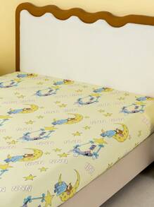 TOM & JERRY X SHEIN Full Coverage Light Yellow Fitted Sheet