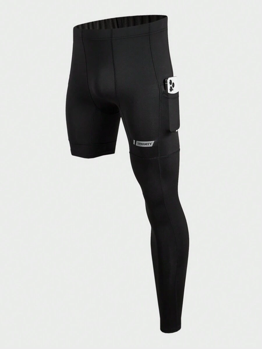 Gym Rark 男士纯色口袋紧身休闲运动紧身裤,日常穿着 - 黑色 - 查看 1