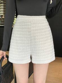 DAZY Pantalones cortos minimalistas de mujer de un solo color para uso diario/casual