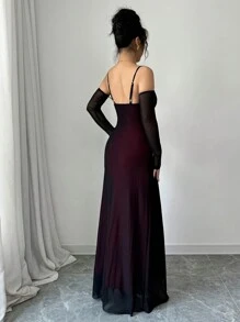 Rafferiza Đầm cocktail nhẹ nhàng gợi cảm phong cách Pháp cao cấp, hở lưng, dây mảnh thanh lịch, vừa vặn - màu đen - Xem 2