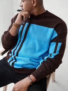 Manfinity Homme Men's Crew Neck Simple Casual Everyday Sweater - Brown - View 1