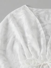 Swim Vcay Summer Outfits For Women Women's Drawstring Waist Long Sleeve Cover-Up Wedding,Summer Beach - White - View 3