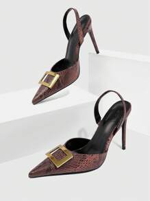 CUCCOO SZL 女式豹纹小马毛尖头高跟单带浅口鞋