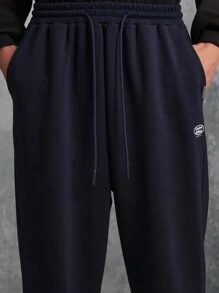 SUMWON Premium Drop Crotch Jogger Sweatpants Relaxed Fit Athletic Pants Limited Edition Streetwear Comfortable Winter Leisure Sports Bottoms - Blue - View 7