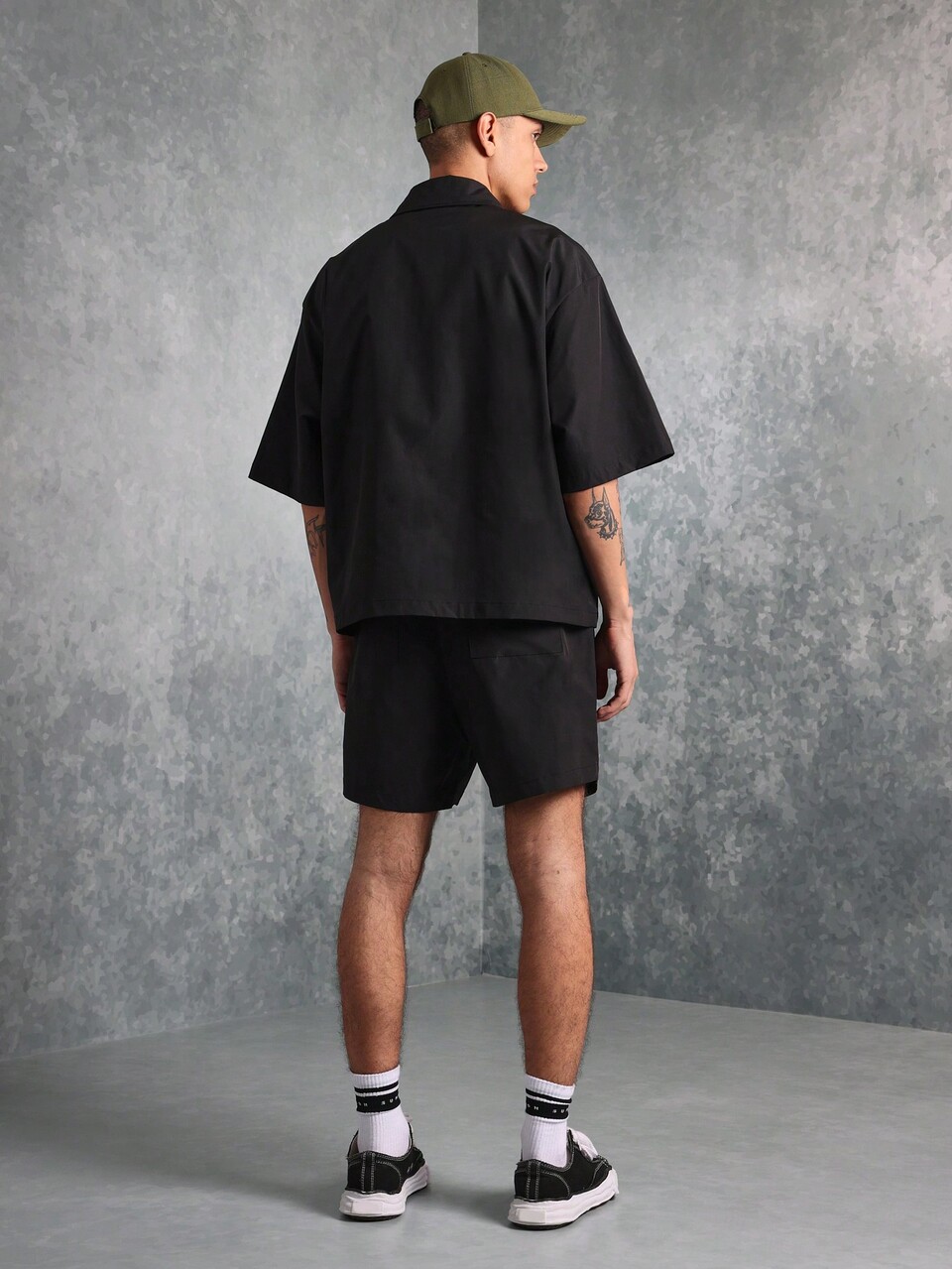 SUMWON Designer Half Zip Boxy Shirt Shorts Set Athletic Leisure Co-Ord Two Piece Matching Summer Streetwear Casual Sports Training Urban Fashion Set