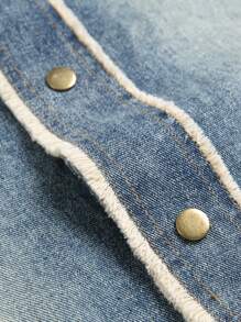 Manfinity LEGND 男士秋季长袖单排扣磨边牛仔休闲夹克 - 藍色 - 查看 5