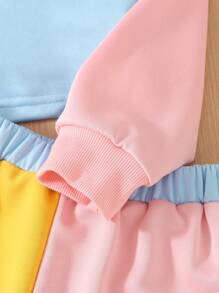 SHEIN 2 件套 Tween 女童休闲字母拼布运动风格服装